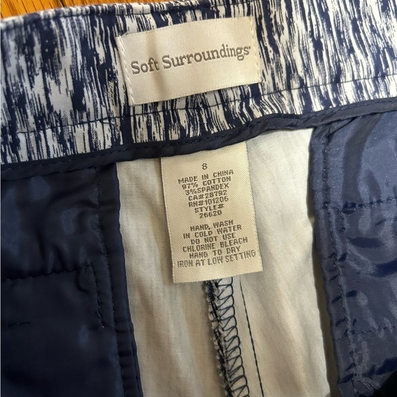 Soft Surroundings Stretch Ankle Pants Size 8 Blue And  White - Picture 5 of 7